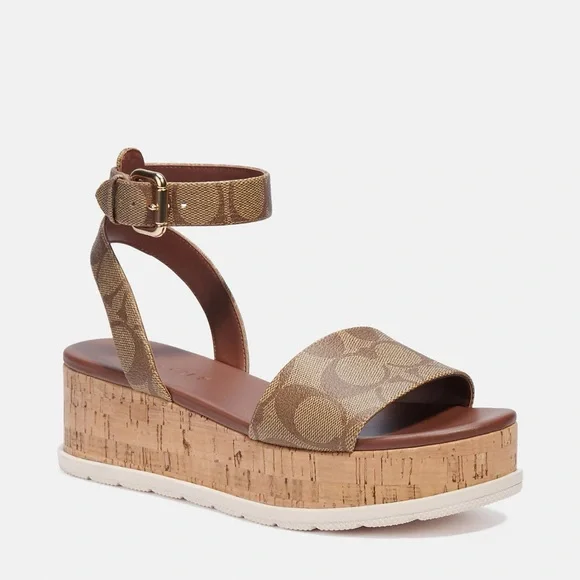 Coach Talulah Signature Khaki saddle Sandal 5.5 - Picture 5 of 9